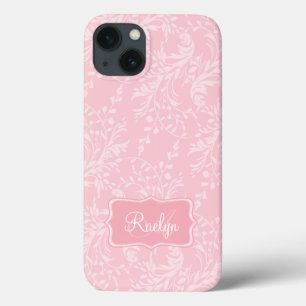 Wildflower damask patterned pink name  iPhone 13 case
