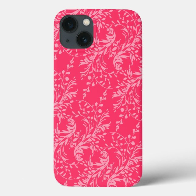 Wildflower damask patterned red pink ipad case (Back)