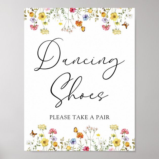 Wildflower Dancing Shoes Take a Pair Wedding Sign (Front)