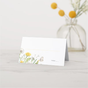 Wildflower Danelion Garden Wedding Place Card