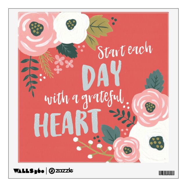Wildflower Daydreams - Grateful Heart Typography Wall Decal (Front)
