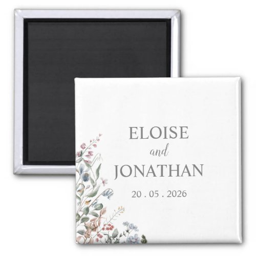 Wildflower Delicate Floral Save The Date Magnet