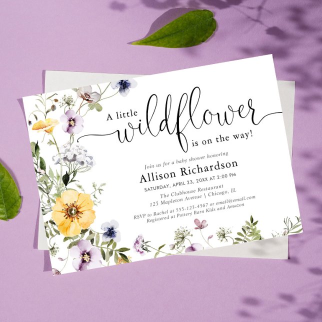 Wildflower delicate floral spring baby shower invitation (Creator Uploaded)
