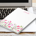Wildflower Delicate Pink Floral Personalized Notepad<br><div class="desc">Pretty notepad with pink wildflower border to personalize with your name. This delicate and feminine watercolor floral design has a border of wild flowers with hand lettered typography.</div>