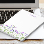 Wildflower Delicate Purple Floral Personalized Notepad<br><div class="desc">Pretty notepad with purple wildflower border to personalize with your name. This delicate and feminine watercolor floral design has a border of wild flowers with hand lettered typography.</div>