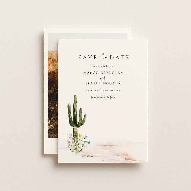 Wildflower Desert Wedding Photo Save The Date Invitation (Creator Uploaded)