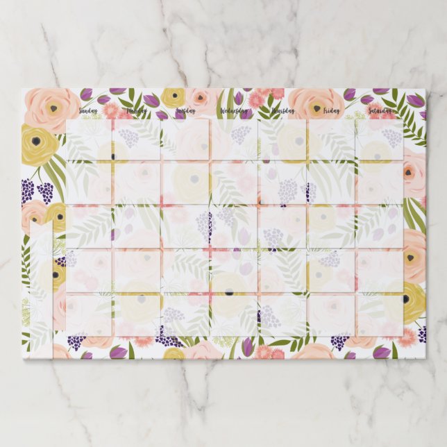 Wildflower Desk Calendar Notepad Paper Pad (Front)