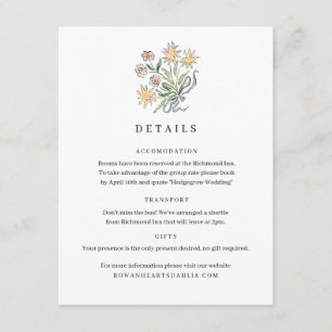 Wildflower Details Enclosure Card with Ribbon Bow