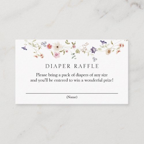 Wildflower Diaper Raffle Baby Shower Enclosure Card
