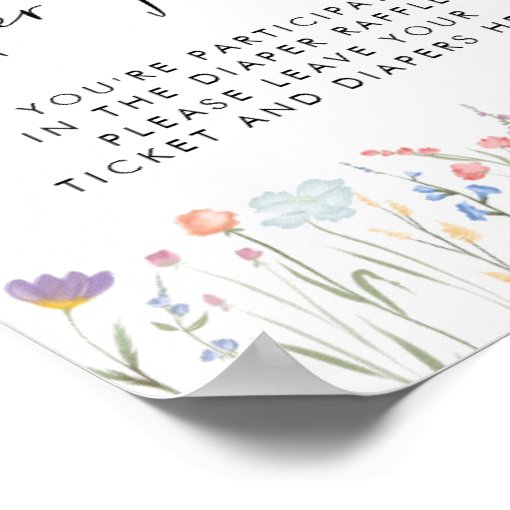 Wildflower Diaper Raffle Drop Off Baby Shower Poster Zazzle