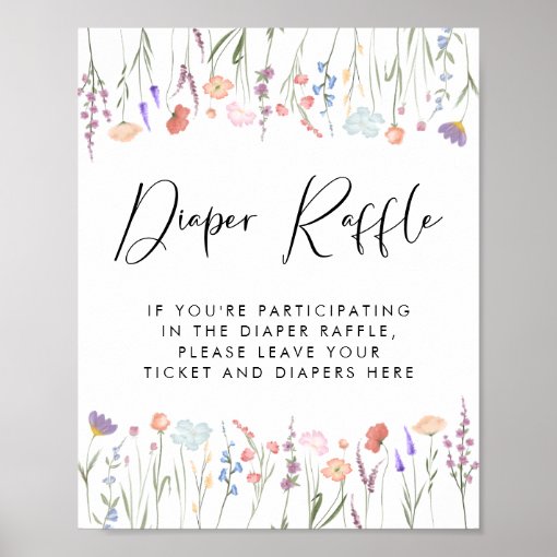 Wildflower Diaper Raffle Drop Off Baby Shower Poster Zazzle