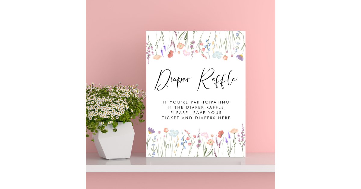 Wildflower Diaper Raffle Drop Off Baby Shower Poster Zazzle