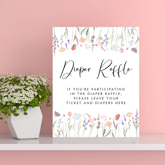 Wildflower Diaper Raffle Drop Off Baby Shower Poster Zazzle