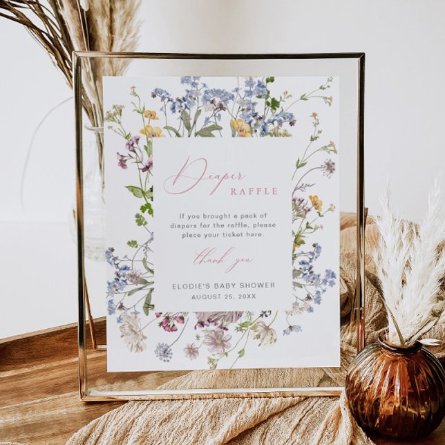 Wildflower Diaper Raffle Sign Floral Baby Shower (Creator Uploaded)