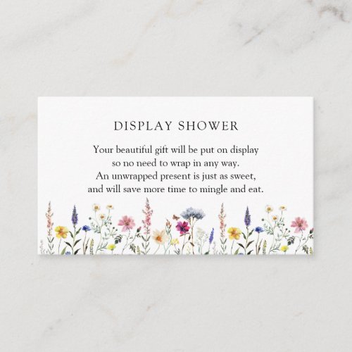 Wildflower Display Baby Shower insert card