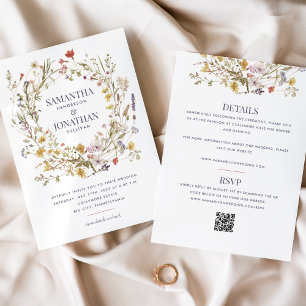 Wildflower Double-sided QR Wedding  Invitation