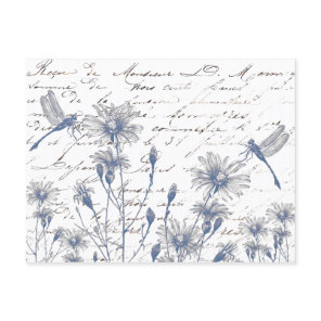 Wildflower Dragonfly French Script Postcard