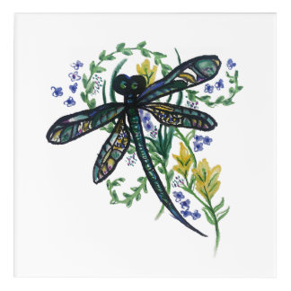 Wildflower Dragonfly Whimsy Acrylic Print