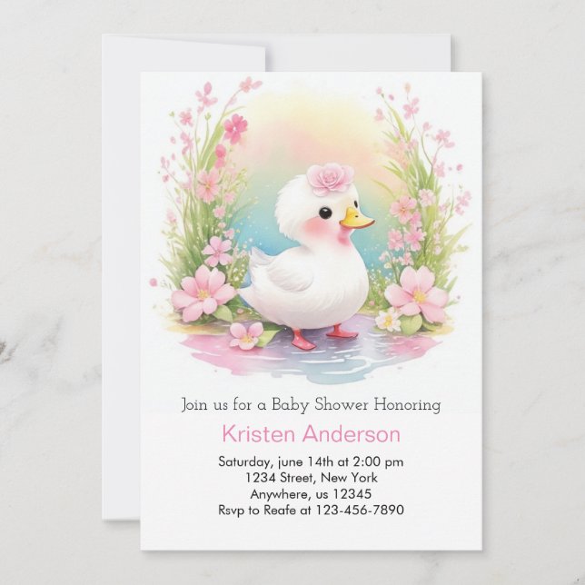 Wildflower Duckling Enchanted Girl Baby Shower Invitation (Front)