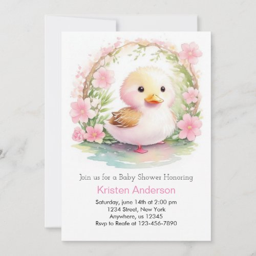 Wildflower Duckling Enchanted Girl Baby Shower Invitation