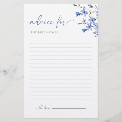 Wildflower Dusty Blue Advice for the Bride Card