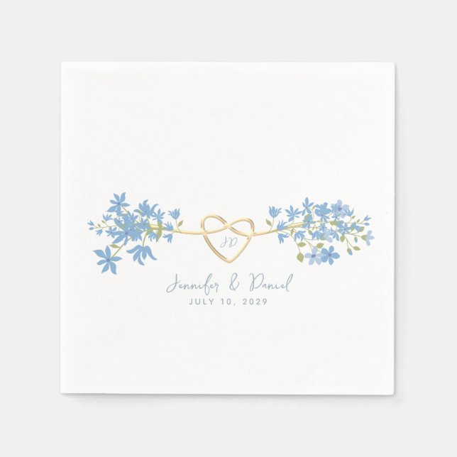 Wildflower Dusty Blue Wedding Napkins (Front)