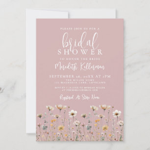 Wildflower Dusty Pink Bridal Shower Invitation