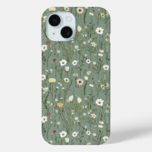 Wildflower Dusty Sage Floral Green iPhone 15 Case