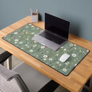 Wildflower Dusty Sage Floral Green Desk Mat