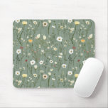 Wildflower Dusty Sage Floral Green Mouse Pad