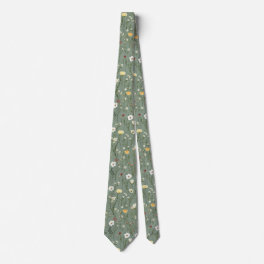 Wildflower Dusty Sage Floral Green Neck Tie