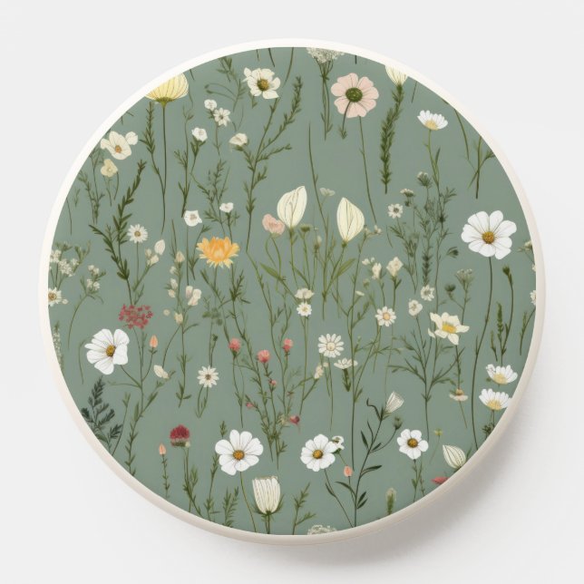 Wildflower Dusty Sage Floral Green PopSocket (Popsocket)