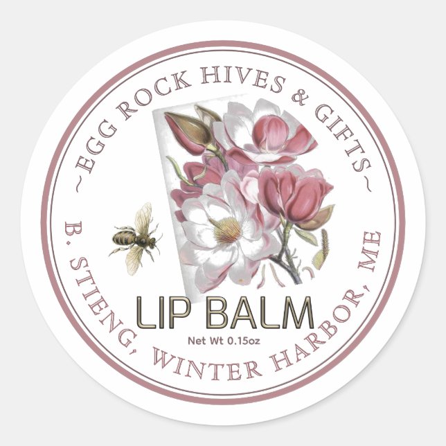 Wildflower Editable Beeswax Lip Balm Label Pink (Front)