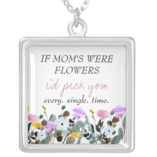 Wildflower Editable Poem Mothers Day Silver Plated Necklace