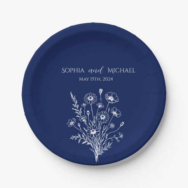 Wildflower Elegance-Wedding- Napkins Paper Plates (Front)