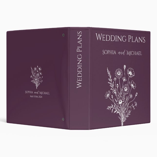 Wildflower Elegance -Wedding Plans- 3 Ring Binder (Background)