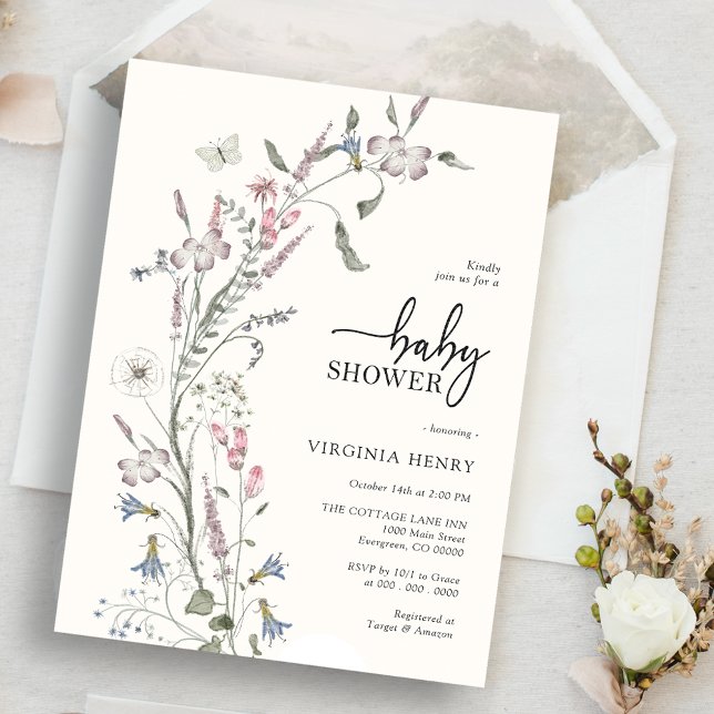 Wildflower Elegant Baby Shower Invitation (Creator Uploaded)