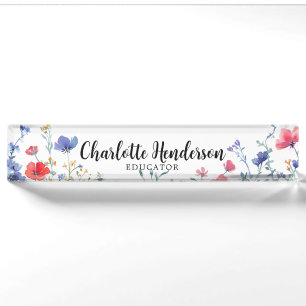 Wildflower Elegant Custom Name Plate Occupation