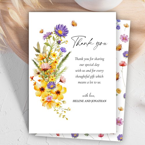 Wildflower Elegant Floral Boho Baby Shower Thank You Card