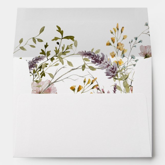 Wildflower Elegant Floral Wedding Address Envelope (Back (Bottom))