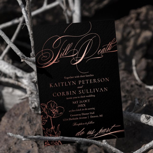 Wildflower Elegant Gothic Wedding Foil Invitation (Creator Uploaded)
