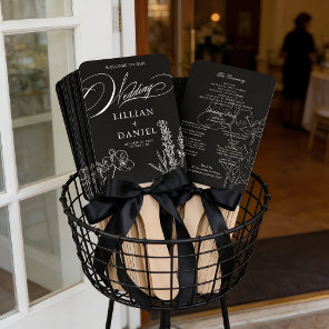 Wildflower Elegant Gothic Wedding Program Hand Fan