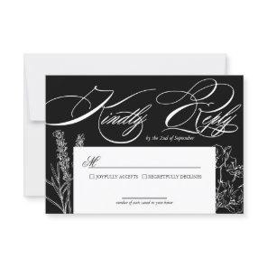 Wildflower Elegant Gothic Wedding RSVP Card