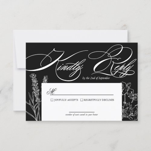Wildflower Elegant Gothic Wedding RSVP Card