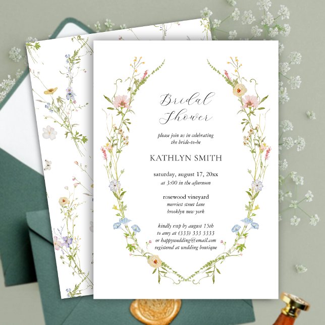 Wildflower Elegant Modern Floral Bridal Shower Invitation (Creator Uploaded)