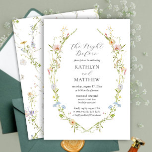 Wildflower Elegant Modern Floral The Night Before Invitation
