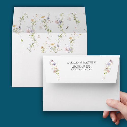 Wildflower Elegant Modern Floral Whimsical Wedding Envelope