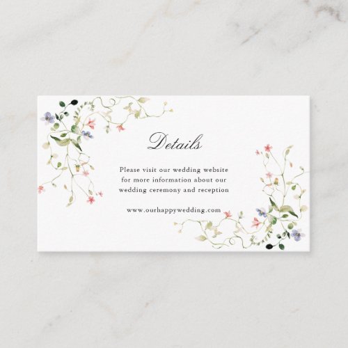 Wildflower Elegant Modern Garden Floral Wedding Enclosure Card