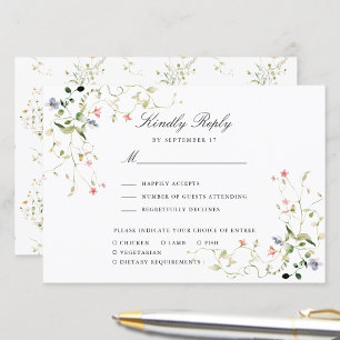 Wildflower Elegant Modern Garden Floral Wedding RSVP Card