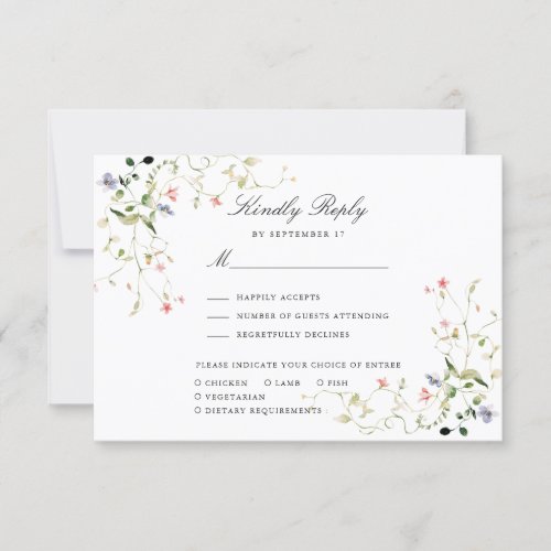 Wildflower Elegant Modern Garden Floral Wedding RSVP Card
